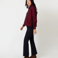 Violet Top In Red/Navy Houndstooth Brushed Knit -Modezzia Sales S64927 3