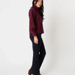 Violet Top In Red/Navy Houndstooth Brushed Knit -Modezzia Sales S64927 5