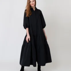 Isla Shirtdress In Black Poplin 18 Isla Shirtdress In Black Poplin -Modezzia Sales S64929 1