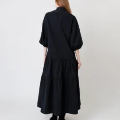 Isla Shirtdress In Black Poplin 20 Isla Shirtdress In Black Poplin -Modezzia Sales S64929 3