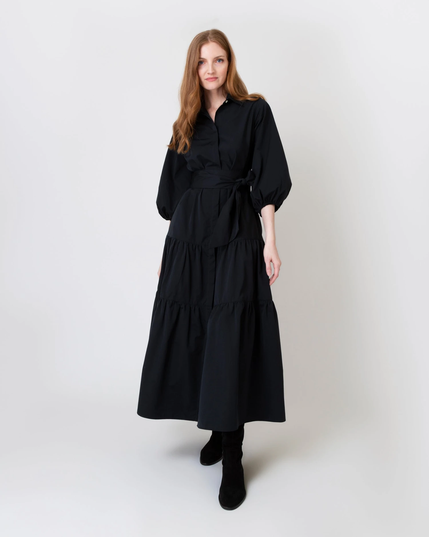 Isla Shirtdress In Black Poplin 3 Isla Shirtdress In Black Poplin