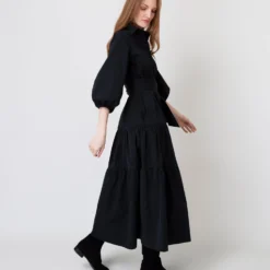 Isla Shirtdress In Black Poplin 15 Isla Shirtdress In Black Poplin -Modezzia Sales S64929 8