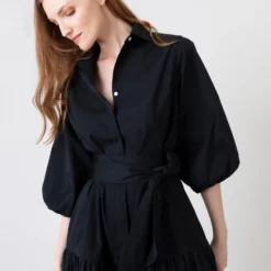 Isla Shirtdress In Black Poplin 16 Isla Shirtdress In Black Poplin -Modezzia Sales S64929 9