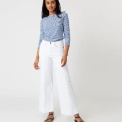 Long-Sleeved Boatneck Tee In French Blue/White Stripe Jersey -Modezzia Sales S65166 3