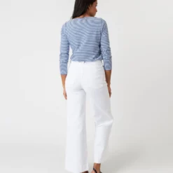 Long-Sleeved Boatneck Tee In French Blue/White Stripe Jersey -Modezzia Sales S65166 4