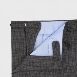 Dress Trouser In Grey/Navy/Brown Mix Guncheck Brushed Twill -Modezzia Sales S65650 3