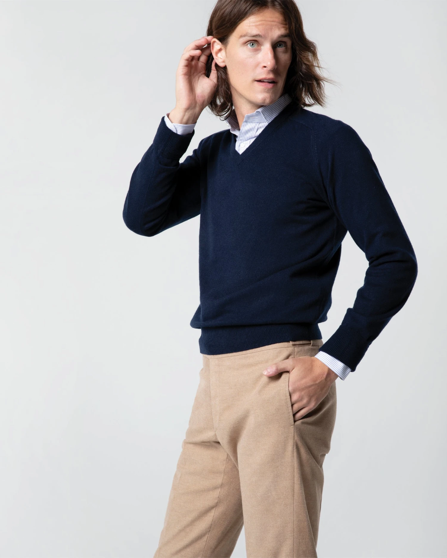 Side-Tab Dress Trouser In Camel Stretch Flannel 6 Side-Tab Dress Trouser In Camel Stretch Flannel - Image 4