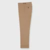 Side-Tab Dress Trouser In Camel Stretch Flannel -Modezzia Sales S65653 1