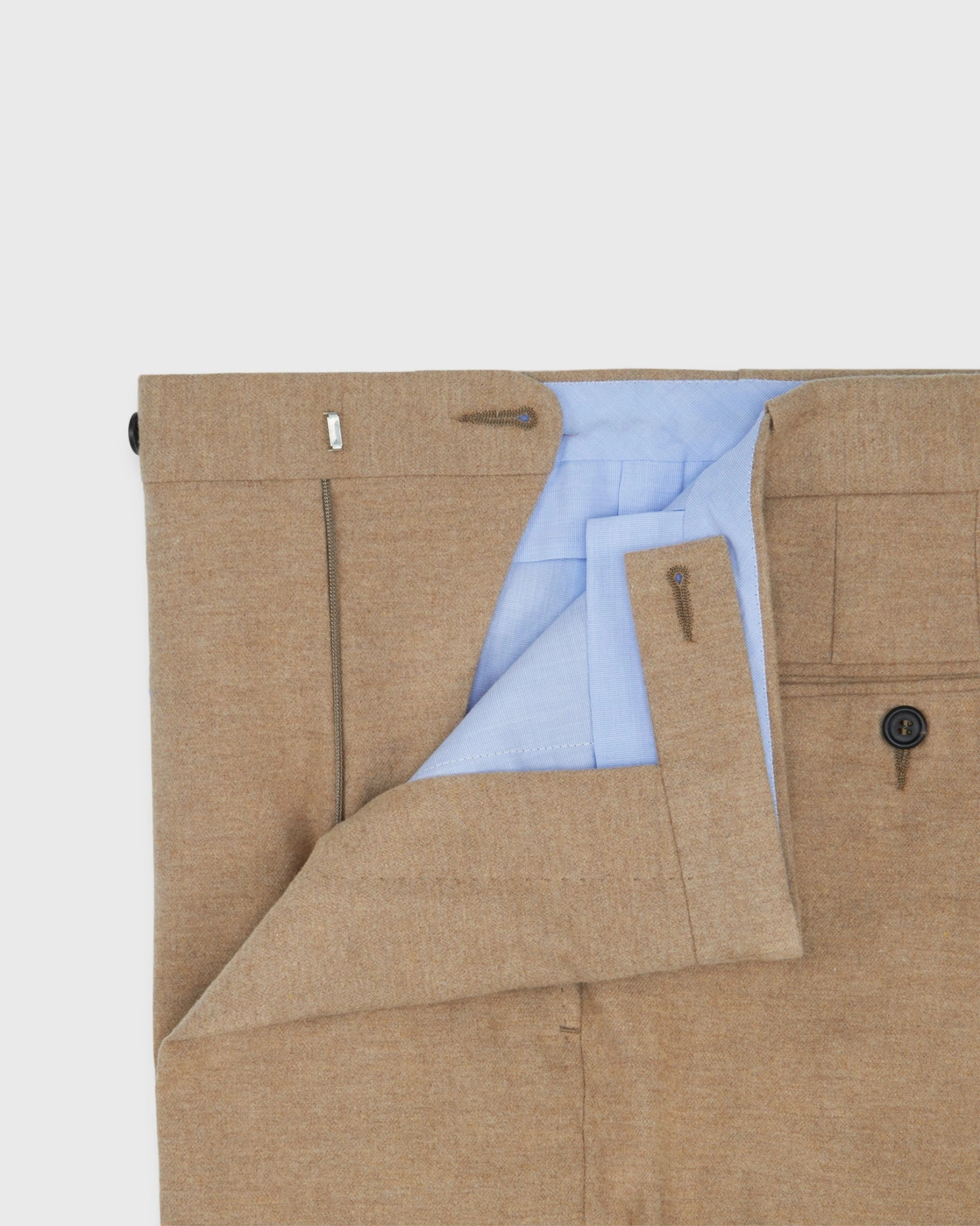 Side-Tab Dress Trouser In Camel Stretch Flannel 5 Side-Tab Dress Trouser In Camel Stretch Flannel - Image 3