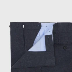 Side-Tab Dress Trouser In Char Blue Mix Stretch Flannel -Modezzia Sales S65654 3