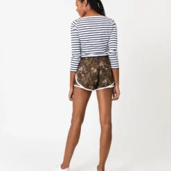 Track Short In Green/Brown Ivy Vine Liberty Fabric -Modezzia Sales S66240 4