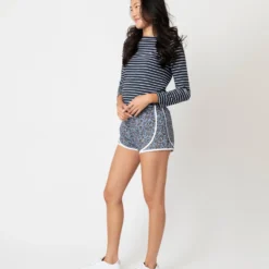 Track Short In Light Blue/Coral Star Anise Liberty Fabric -Modezzia Sales S66248 5