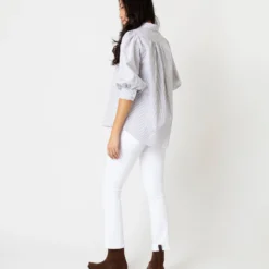 Geraldine Popover Shirt In Grey Stripe Poplin -Modezzia Sales S66606 3