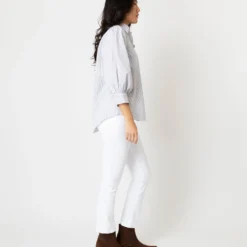 Geraldine Popover Shirt In Grey Stripe Poplin -Modezzia Sales S66606 4