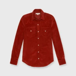 Western Shirt In Rust Stretch Cord