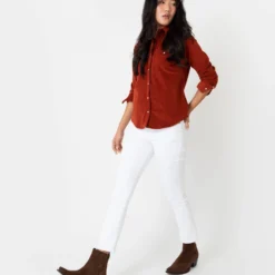 Western Shirt In Rust Stretch Cord -Modezzia Sales S67015 3