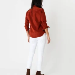 Western Shirt In Rust Stretch Cord -Modezzia Sales S67015 4