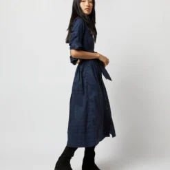 Classic Shirtwaist Dress In Blackwatch Poplin -Modezzia Sales S67267 641