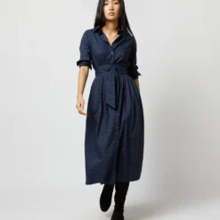Classic Shirtwaist Dress In Blackwatch Poplin -Modezzia Sales S67267 682