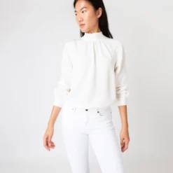 Colette Tie-Neck Blouse In Ivory Silk Crepe De Chine 10 Colette Tie-Neck Blouse In Ivory Silk Crepe De Chine -Modezzia Sales S67270 2