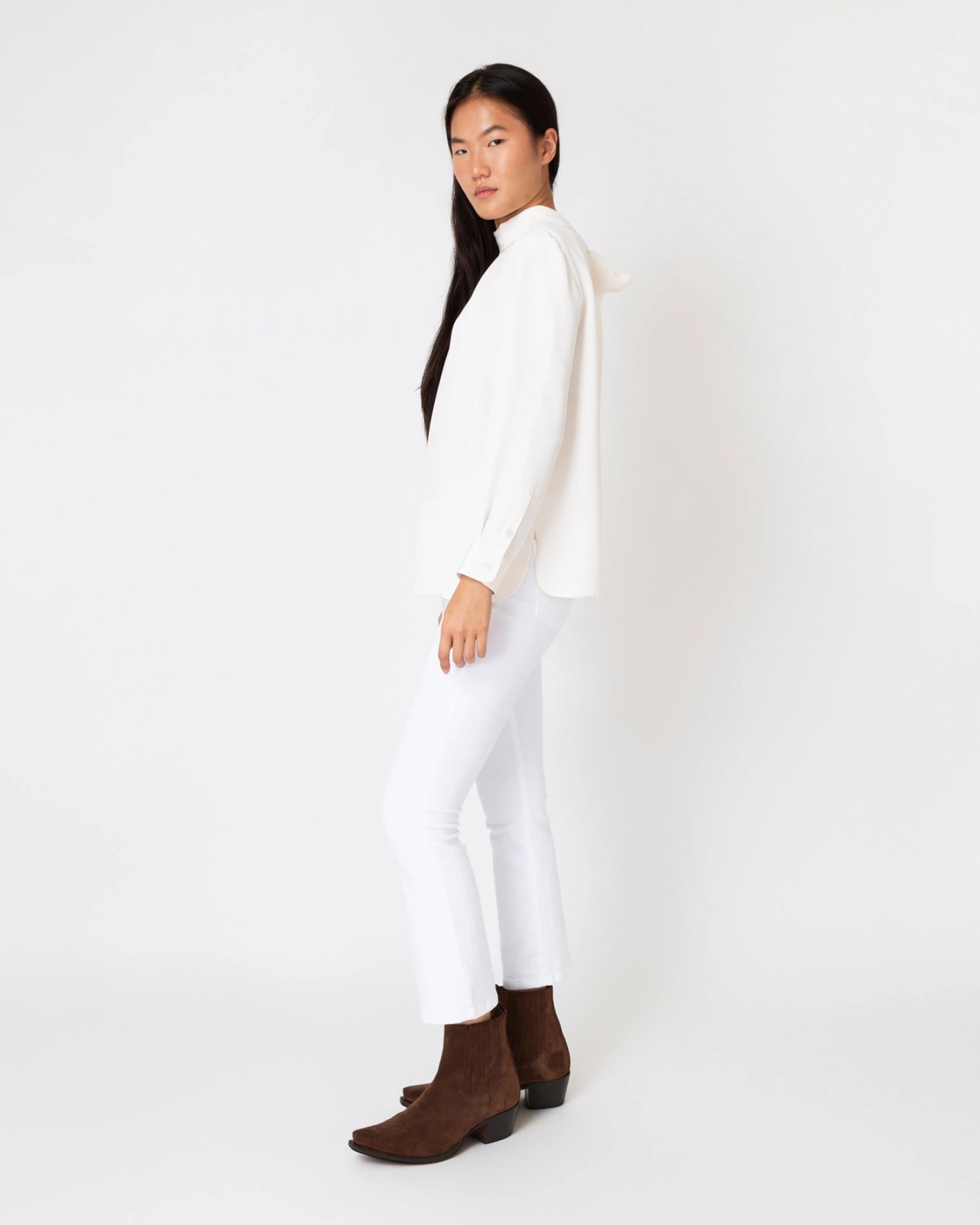 Colette Tie-Neck Blouse In Ivory Silk Crepe De Chine 7 Colette Tie-Neck Blouse In Ivory Silk Crepe De Chine - Image 5