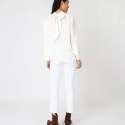 Colette Tie-Neck Blouse In Ivory Silk Crepe De Chine 13 Colette Tie-Neck Blouse In Ivory Silk Crepe De Chine -Modezzia Sales S67270 4