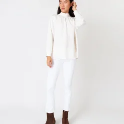 Colette Tie-Neck Blouse In Ivory Silk Crepe De Chine 11 Colette Tie-Neck Blouse In Ivory Silk Crepe De Chine -Modezzia Sales S67270 8