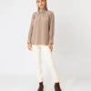 Colette Tie-Neck Blouse In Mink Silk Crepe De Chine -Modezzia Sales S67271 4