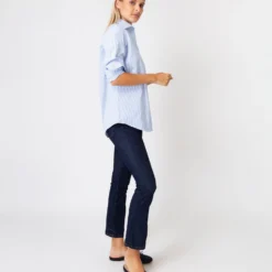 Understudy Shirt In Sky Bengal Stripe Poplin -Modezzia Sales S67282 5