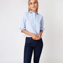 Understudy Shirt In Sky Bengal Stripe Poplin -Modezzia Sales S67282 6