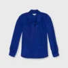 Tie-Neck Blouse In Sapphire Silk Crepe De Chine 1 Tie-Neck Blouse In Sapphire Silk Crepe De Chine -Modezzia Sales S67284 11