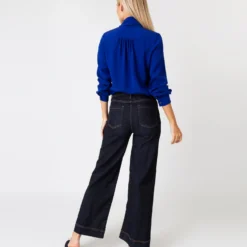 Tie-Neck Blouse In Sapphire Silk Crepe De Chine 10 Tie-Neck Blouse In Sapphire Silk Crepe De Chine -Modezzia Sales S67284 5