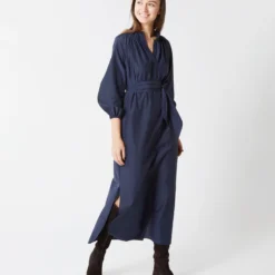 Popover Kamille Dress In Navy Habotai -Modezzia Sales S67289 8