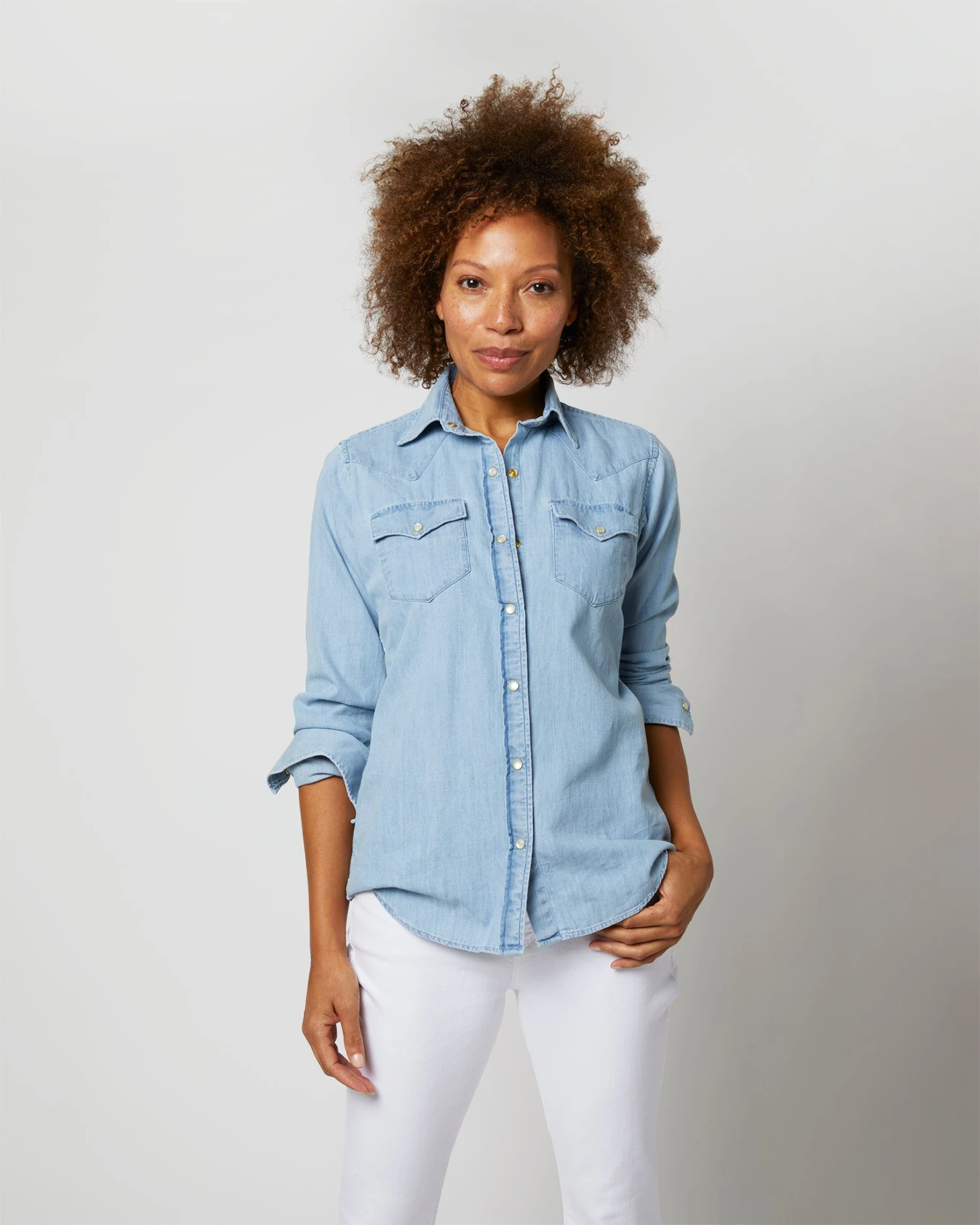 Western Shirt In Extra Lightwash Denim 10 Western Shirt In Extra Lightwash Denim - Image 8
