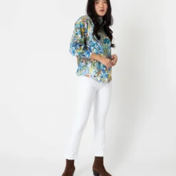 Anaya Popover Shirt In Blue/Gold Multi Jungle Trip Liberty Fabric 11 Anaya Popover Shirt In Blue/Gold Multi Jungle Trip Liberty Fabric -Modezzia Sales S67300 3