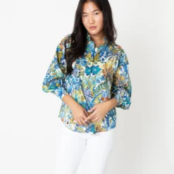 Anaya Popover Shirt In Blue/Gold Multi Jungle Trip Liberty Fabric 10 Anaya Popover Shirt In Blue/Gold Multi Jungle Trip Liberty Fabric -Modezzia Sales S67300 5