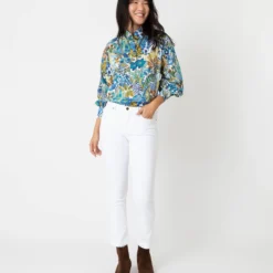 Anaya Popover Shirt In Blue/Gold Multi Jungle Trip Liberty Fabric 13 Anaya Popover Shirt In Blue/Gold Multi Jungle Trip Liberty Fabric -Modezzia Sales S67300 6