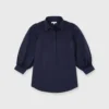 Geraldine Popover Shirt In Navy Poplin -Modezzia Sales S67579 1