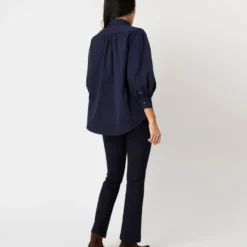 Geraldine Popover Shirt In Navy Poplin -Modezzia Sales S67579 3