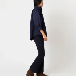 Geraldine Popover Shirt In Navy Poplin -Modezzia Sales S67579 4