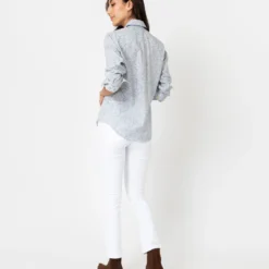 Western Shirt In Steel Blue Multi Hannah Rose Liberty Fabric -Modezzia Sales S70263 3