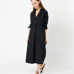 Nyala Dress In Black Poplin 11 Nyala Dress In Black Poplin -Modezzia Sales S70271 2