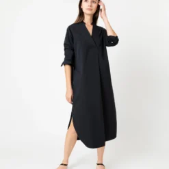 Nyala Dress In Black Poplin 12 Nyala Dress In Black Poplin -Modezzia Sales S70271 5