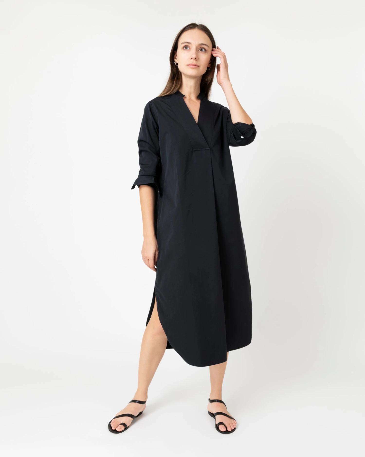 Nyala Dress In Black Poplin 6 Nyala Dress In Black Poplin - Image 4
