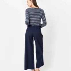 Fallon Pull-On Pant In Navy Garment-Dyed Stretch Poplin -Modezzia Sales S70275 5