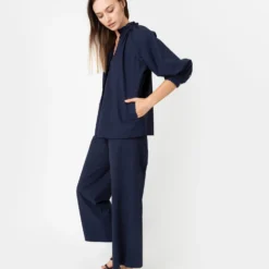 Fallon Pull-On Pant In Navy Garment-Dyed Stretch Poplin -Modezzia Sales S70275 7