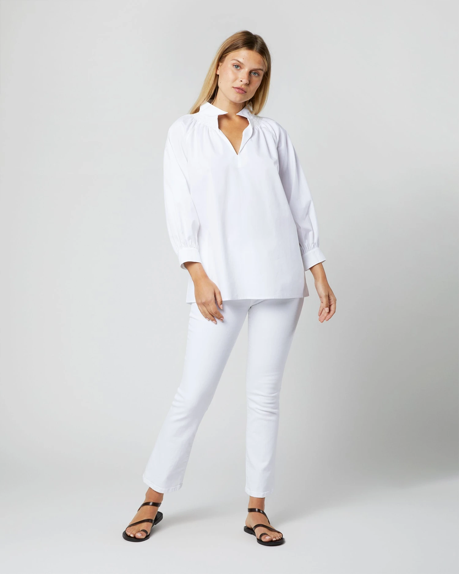 Maeve Smocking Top In White Poplin 4 Maeve Smocking Top In White Poplin - Image 2