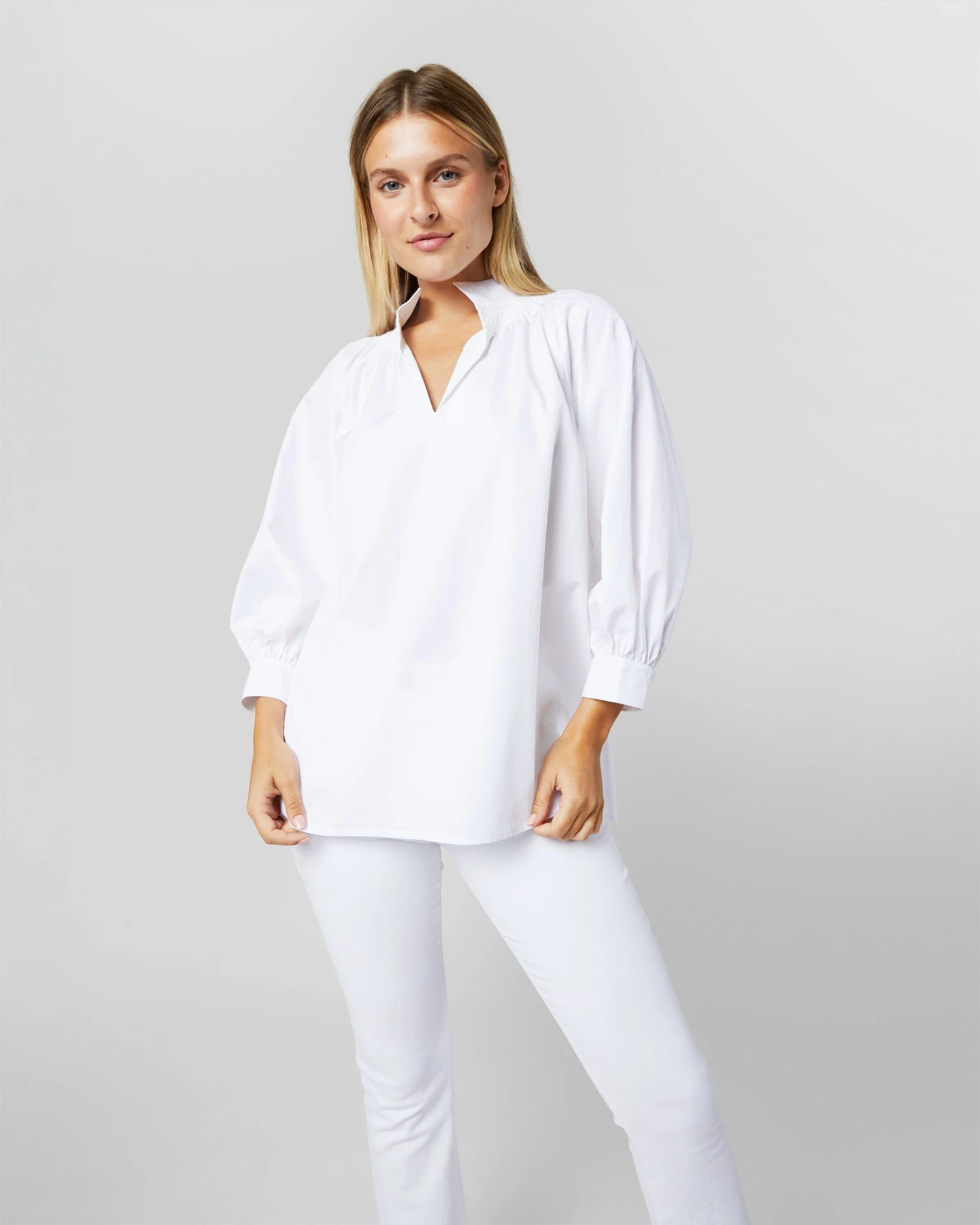 Maeve Smocking Top In White Poplin 5 Maeve Smocking Top In White Poplin - Image 3