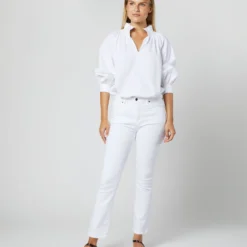Maeve Smocking Top In White Poplin 17 Maeve Smocking Top In White Poplin -Modezzia Sales S70280 81