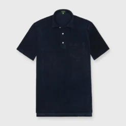 Short-Sleeved Polo In Navy Terry